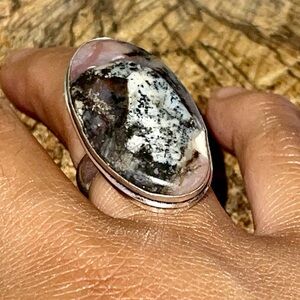Pink Opal Dendritic Ring Size 7
